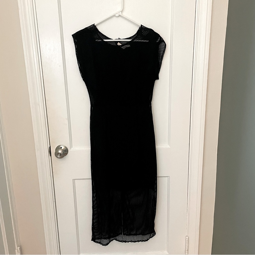 Black Mesh Midi Dress